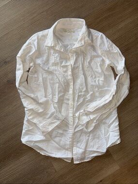 ISABELLA SINCLAIR Classic White Linen Button-Front Collared Long Sleeve Shirt